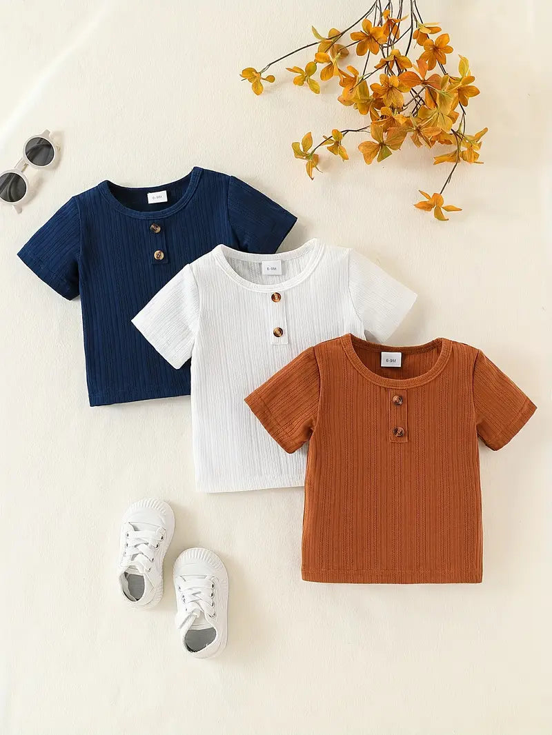 3-Pack JOPGEEY Boys' Casual Solid Color Crew Neck T-Shirts