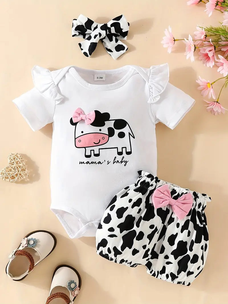 3pcs short-sleeved shorts suit for newborn Girl