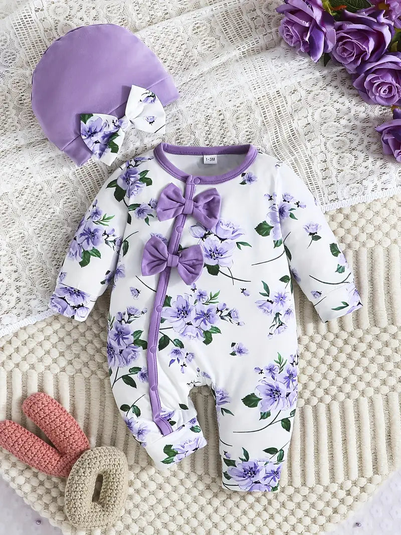 Newborn Baby Girl's Floral Long Sleeve Jumpsuit