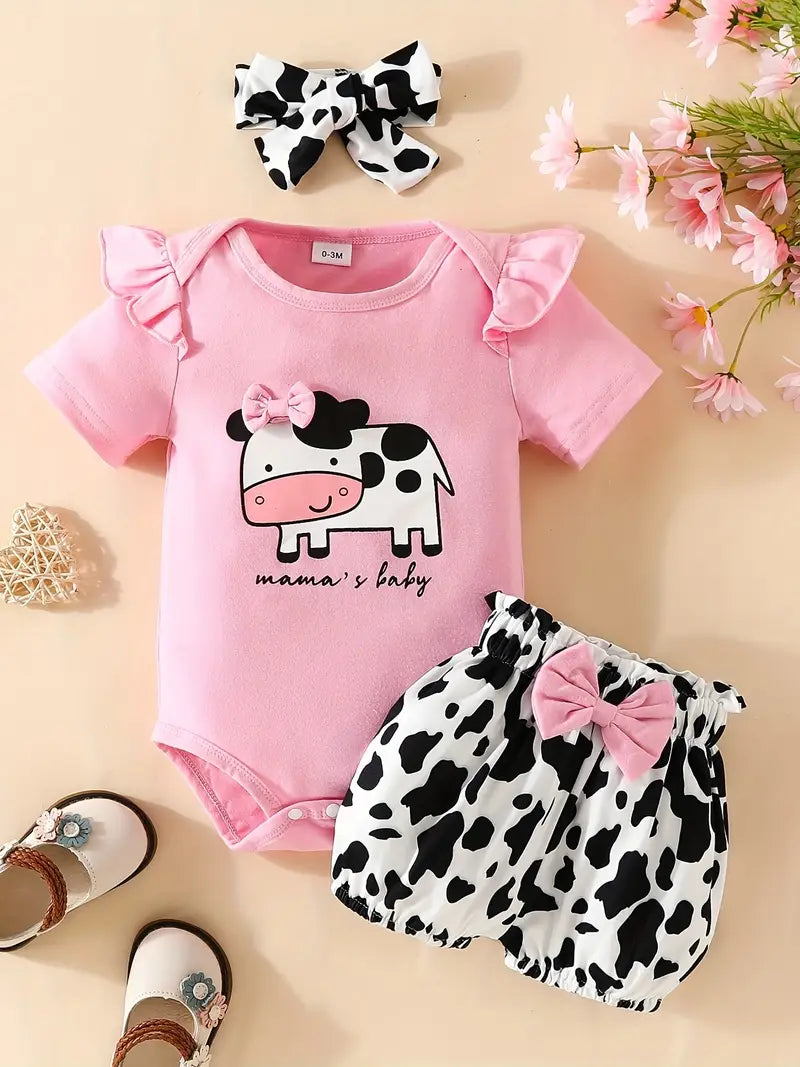 3pcs short-sleeved shorts suit for newborn Girl