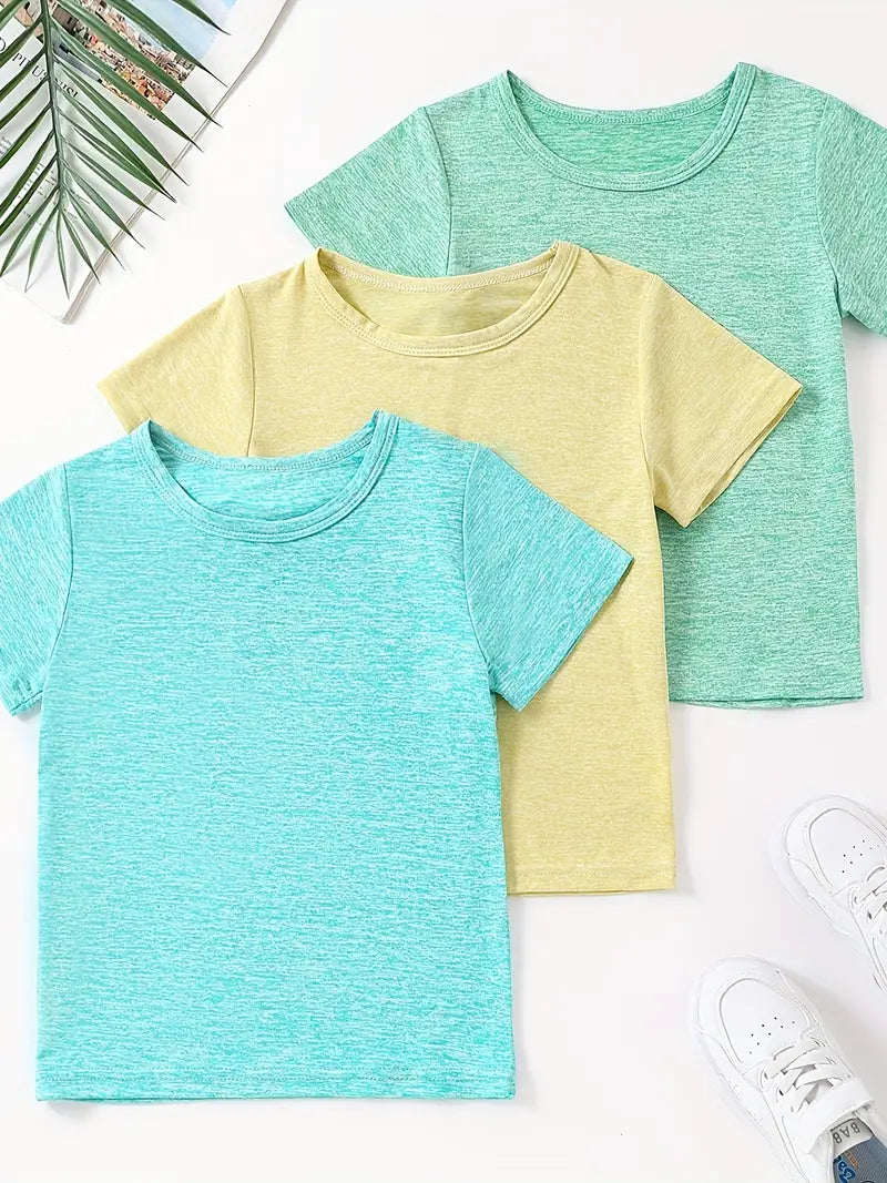 3pcs Girls Quick-drying Basic T-shirt